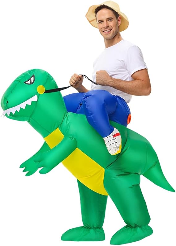 BROWNYEW Inflatable Dinosaur Ride-On T-Rex